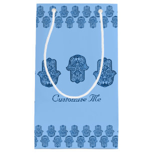 Sacola Para Presentes Pequena Mão do Henna de Hamsa (azul)