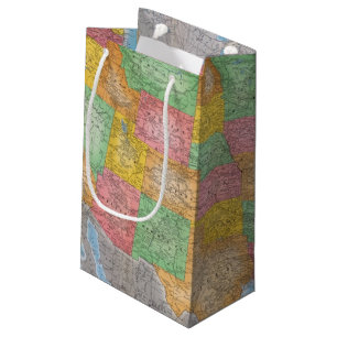 Sacola Para Presentes Pequena Mapa 3 dos Estados Unidos