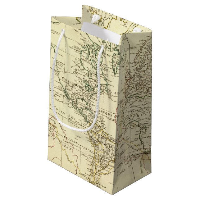 Sacola Para Presentes Pequena Mapa do mundo 5 (Verso inclinado)