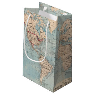 Sacola Para Presentes Pequena Mapa do mundo na projeção de Mercator