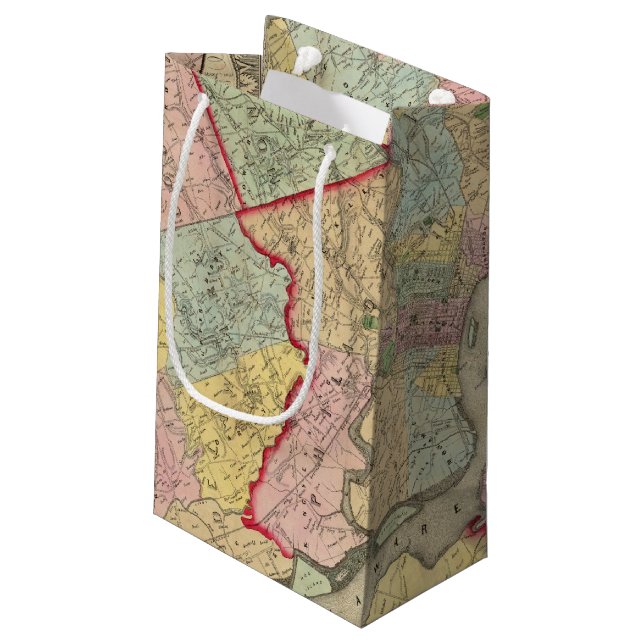 Sacola Para Presentes Pequena Mapa em torno da cidade de Philadelphfia (Verso inclinado)