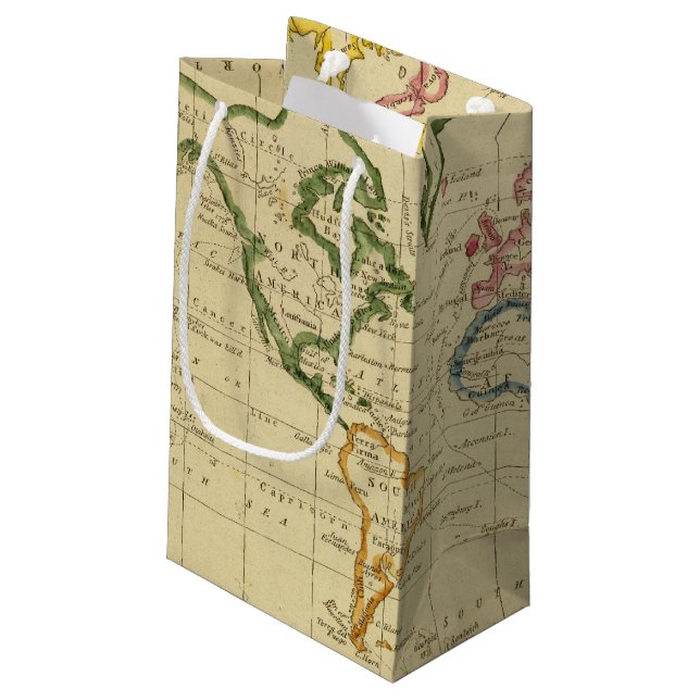 Sacola Para Presentes Pequena Mapa gravado mundo (Verso inclinado)