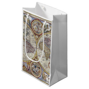 Sacola Para Presentes Pequena Mapa Mundial Antiquado nº 3
