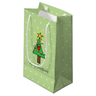 Sacola Para Presentes Pequena Maravilha das Luzes das Árvores de Natal Dourada E