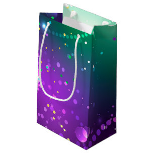 Sacola Para Presentes Pequena Mardi Gras Festivo Purple Background