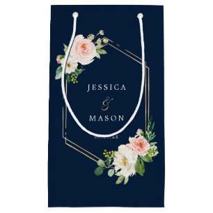 Sacola Para Presentes Pequena Marinho Azul Dourado Hotel Blush Bag Presente