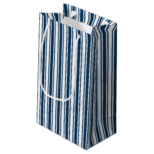 Sacola Para Presentes Pequena Marinho azul e faixas brancas de doces