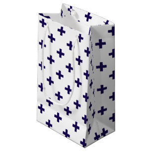 Sacola Para Presentes Pequena Marinho azul polka cruza em branco