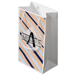 Sacola Para Presentes Pequena Marinho Cor-de-Rosa Azul Monograma