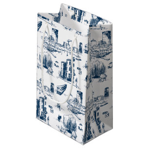Sacola Para Presentes Pequena Marinho de Boston Toile - Saco de presentes