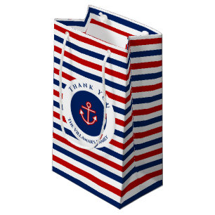 Sacola Para Presentes Pequena Marinho Marinho Náutico Vermelho Vermelho Azul St
