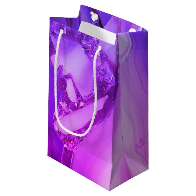 Sacola Para Presentes Pequena Mármore Roxo Exótico (Frente inclinada)