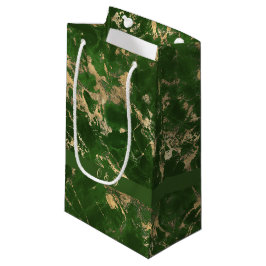 Sacola Para Presentes Pequena Mármore Verde E Dourado
