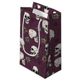Sacola Para Presentes Pequena Maroon Purple Elegant Dark Halloween Skull