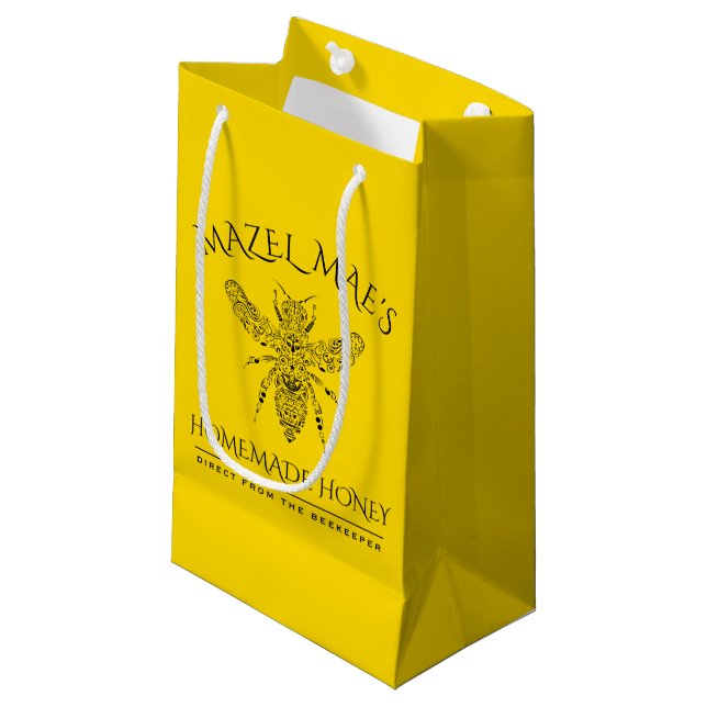 Sacola Para Presentes Pequena Mel caseiro feito sob encomenda (Frente inclinada)