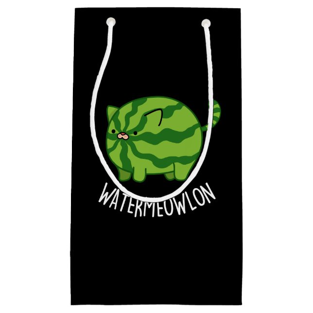 Sacola Para Presentes Pequena Melancia Funny Watermelon Cat Pun Dark BG (Frente)