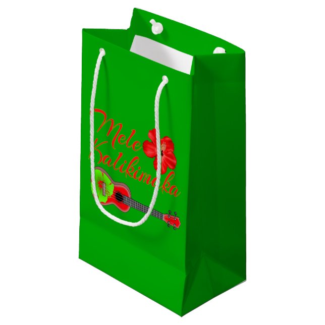 Sacola Para Presentes Pequena Mele Kalikimaka (Frente inclinada)