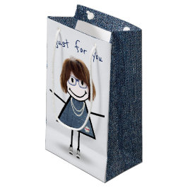 Sacola Para Presentes Pequena Menina de palito de tênis