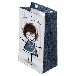 Sacola Para Presentes Pequena Menina de palito de tênis