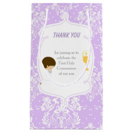 Sacola Para Presentes Pequena Menino Moreno Primeira Comunhão Damask