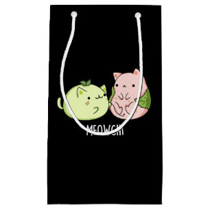 Sacola Para Presentes Pequena Meowchi Funny Mochi Pun Dark BG