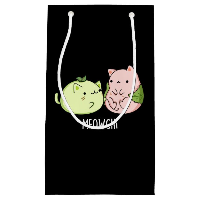 Sacola Para Presentes Pequena Meowchi Funny Mochi Pun Dark BG (Frente)