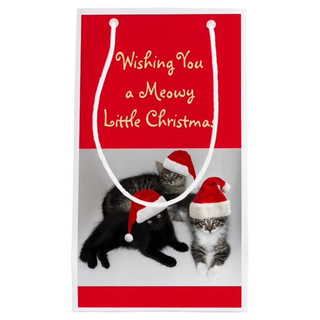 Sacola Para Presentes Pequena Meowy Little Christmas Gift Bag (Frente)