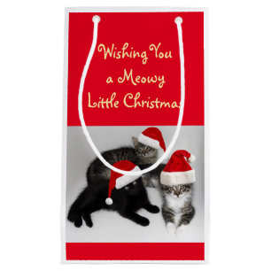Sacola Para Presentes Pequena Meowy pouco saco do presente do Natal