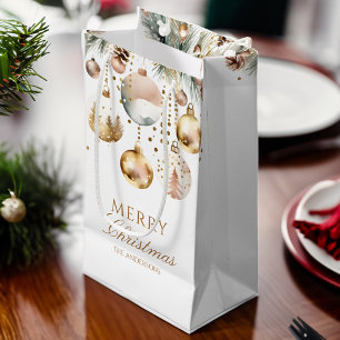Sacola Para Presentes Pequena Merda natalícia baubles metálicos