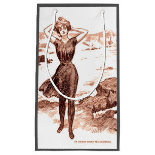 Sacola Para Presentes Pequena Mermaid Beach Gibson Girl Victorian Antiguidade