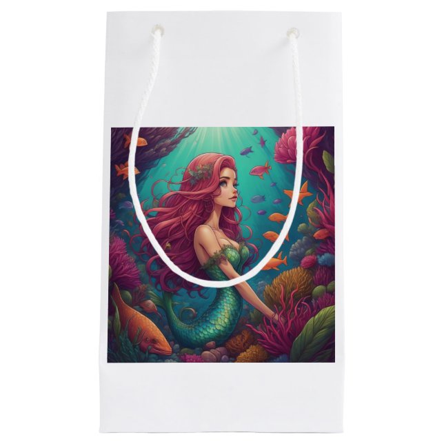 Sacola Para Presentes Pequena Mermaid Red (Frente)