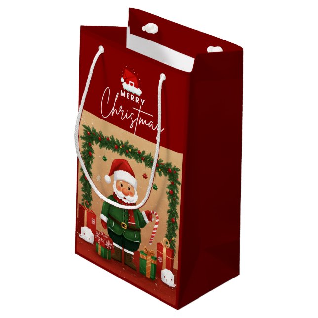 Sacola Para Presentes Pequena merry christmas gift bags (Verso inclinado)