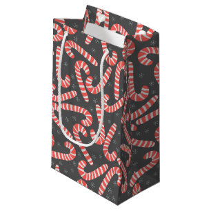 Sacola Para Presentes Pequena Merry Natal Peppermint Candy Canes Snowflakes