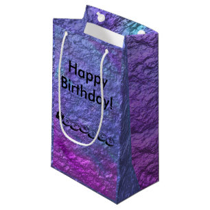 Sacola Para Presentes Pequena Metálicos roxos personalizam o texto