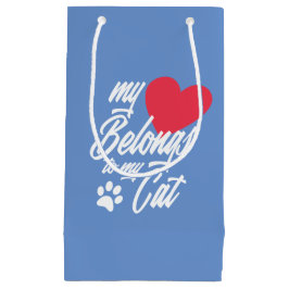 Sacola Para Presentes Pequena Meu Coração Pertence ao Meu Namorados de Gato | Bo