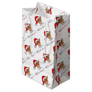 Sacola Para Presentes Pequena Meu primeiro girafa do bebê do Natal