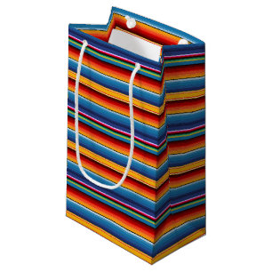 Sacola Para Presentes Pequena Mexicano vermelho Dourado azul Sarape