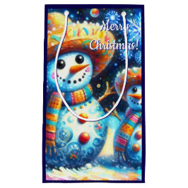 Sacola Para Presentes Pequena Mexicanos de Arte Folclórica Snowman Pessoas de ne