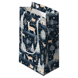 Sacola Para Presentes Pequena Midnight Blue Snowy Village 