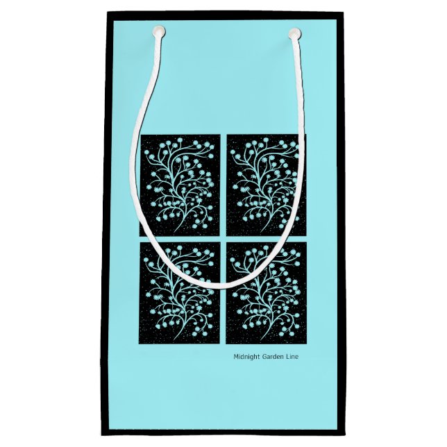 Sacola Para Presentes Pequena Midnight Garden Line Turquoise Mist (Frente)