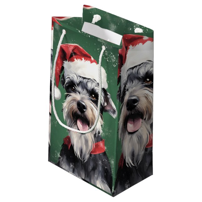 Sacola Para Presentes Pequena Miniatura Schnauzer Pincel de Natal Ardois (Verso inclinado)
