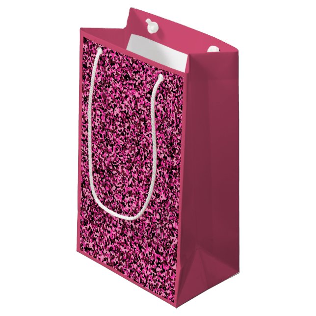Sacola Para Presentes Pequena MiniCamuflagem Rosa E Preta (Frente inclinada)