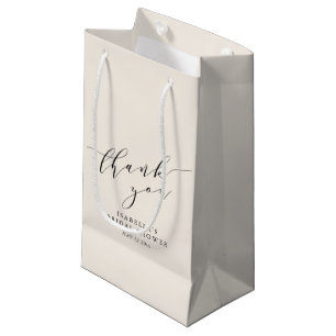Sacola Para Presentes Pequena Minimalista Creme Preto Agradecimento Chá de Noiva