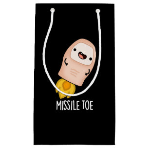 Sacola Para Presentes Pequena Míssil Toe Funny Mistletoon Pun Dark BG