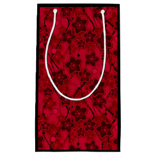 Sacola Para Presentes Pequena modelo de moda rústica floral vermelho castanho