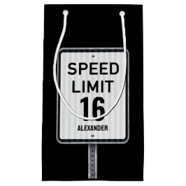 Sacola Para Presentes Pequena Modern 16th Birthday Speed Sign