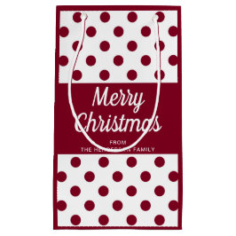 Sacola Para Presentes Pequena Modern Burgundy Script Feliz Natal