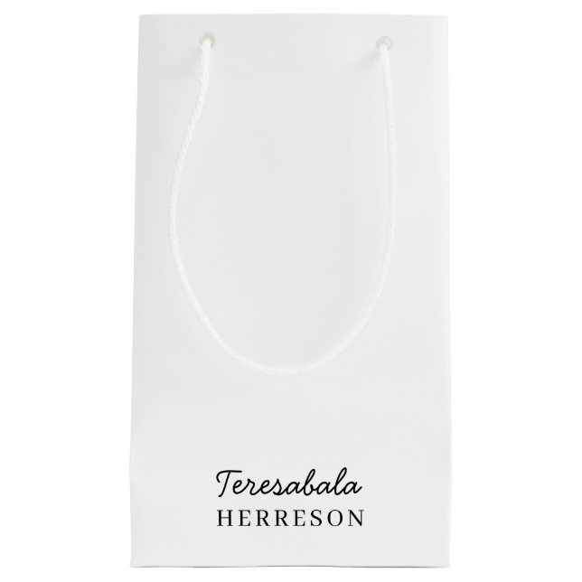 Sacola Para Presentes Pequena Modern Neutral Monogram Design (Frente)