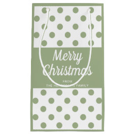 Sacola Para Presentes Pequena Modern Sage Green Script Feliz Natal
