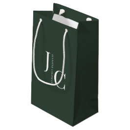 Sacola Para Presentes Pequena Moderno Monograma Minimalista Profissional Verde E